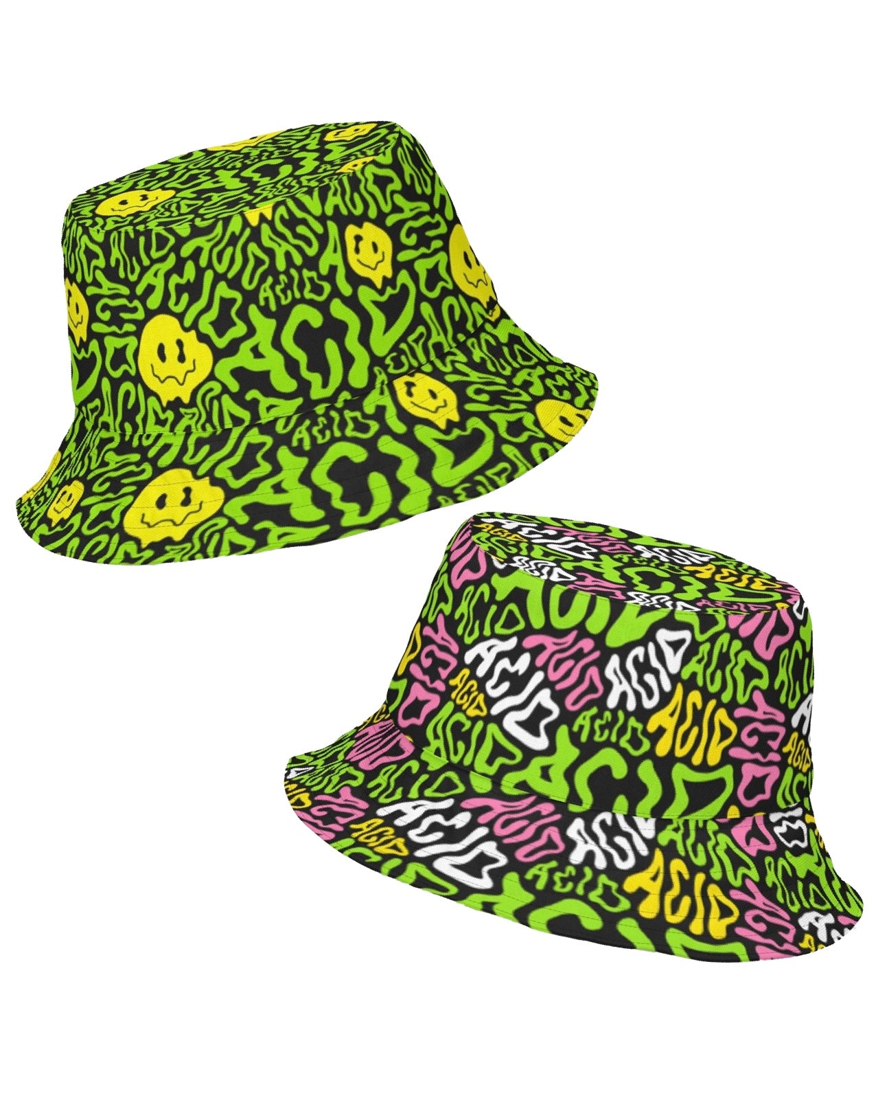 Acid Smilez / Candy Acid Reversible Bucket Hat, Bucket Hat, - One Stop Rave