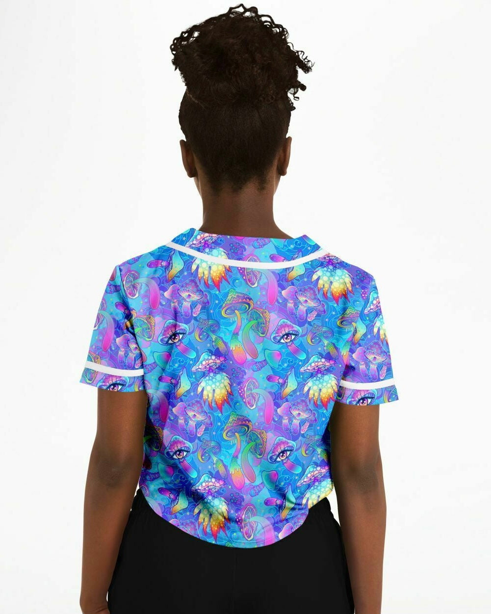Shroomin Blue Cropped Jersey, Cropped Baseball Jersey, - One Stop Rave