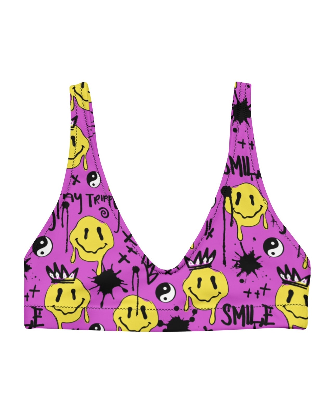Smile Splatter Recycled Padded V-Top, V-Top, - One Stop Rave