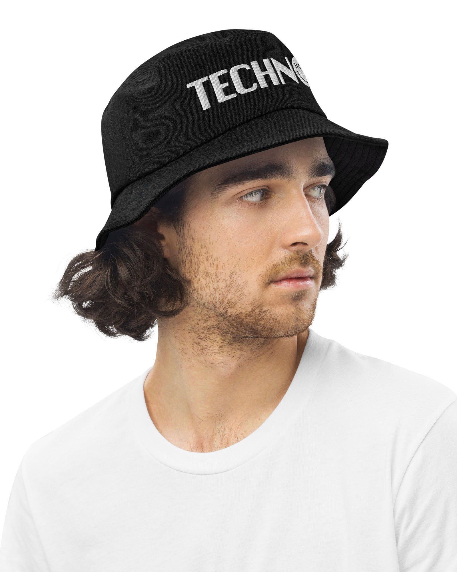 Techno Head Denim Bucket Hat, Bucket Hat, - One Stop Rave