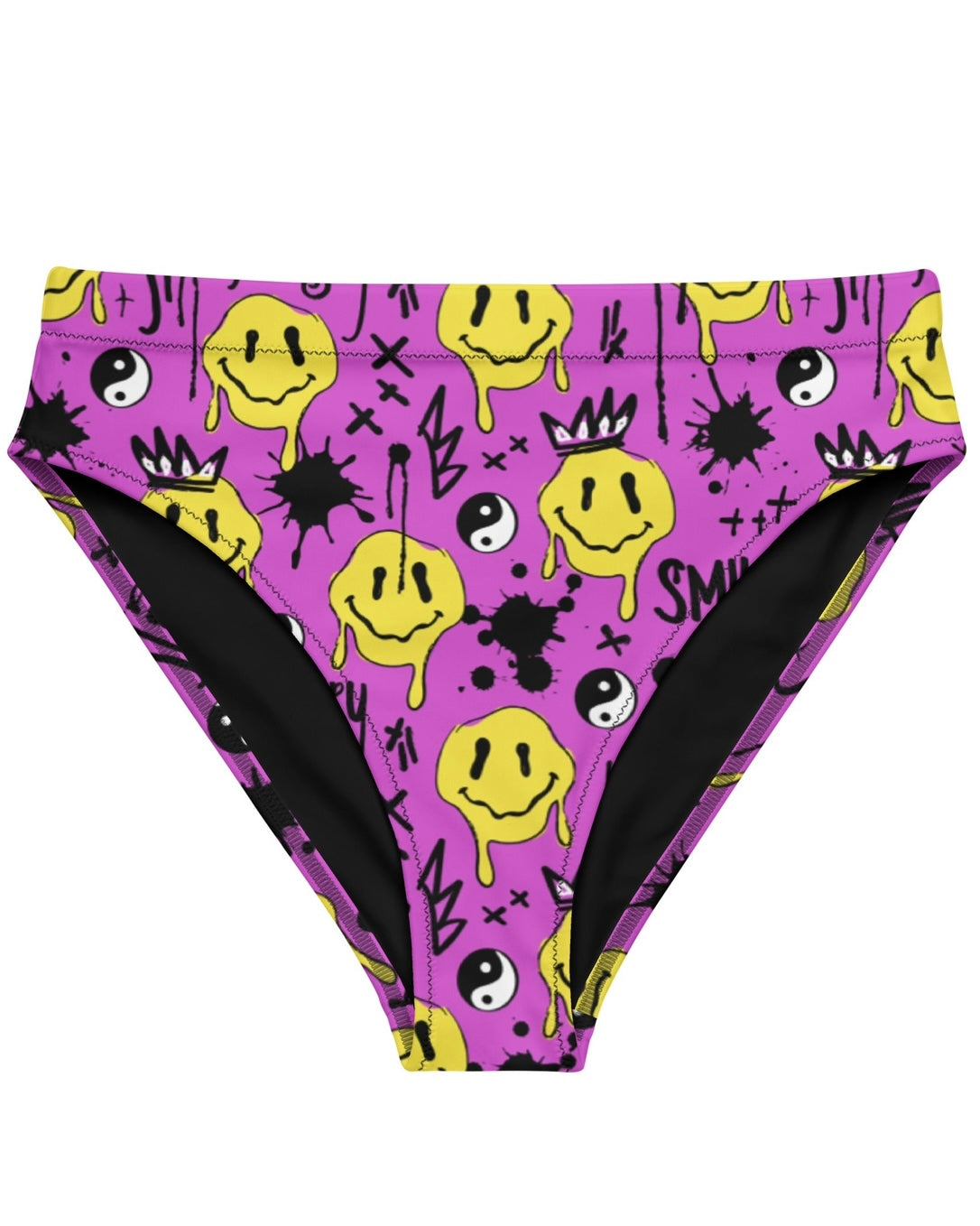 Smile Splatter Recycled High Waisted Bottoms, High-Waisted Bottoms, - One Stop Rave