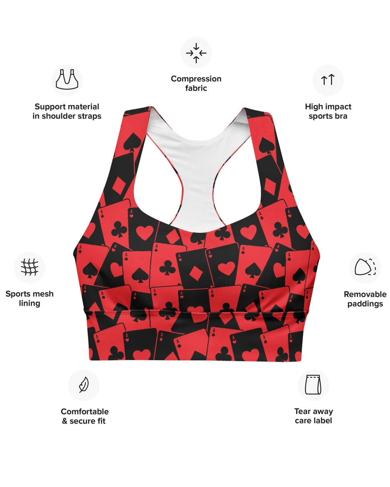 Ace Of Hearts Longline Top, Sports Top, - One Stop Rave