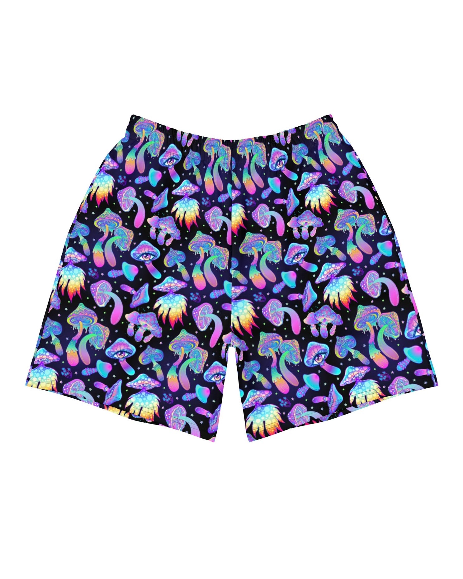 Shroomin Black Recycled Athletic Shorts, Athletic Shorts, - One Stop Rave