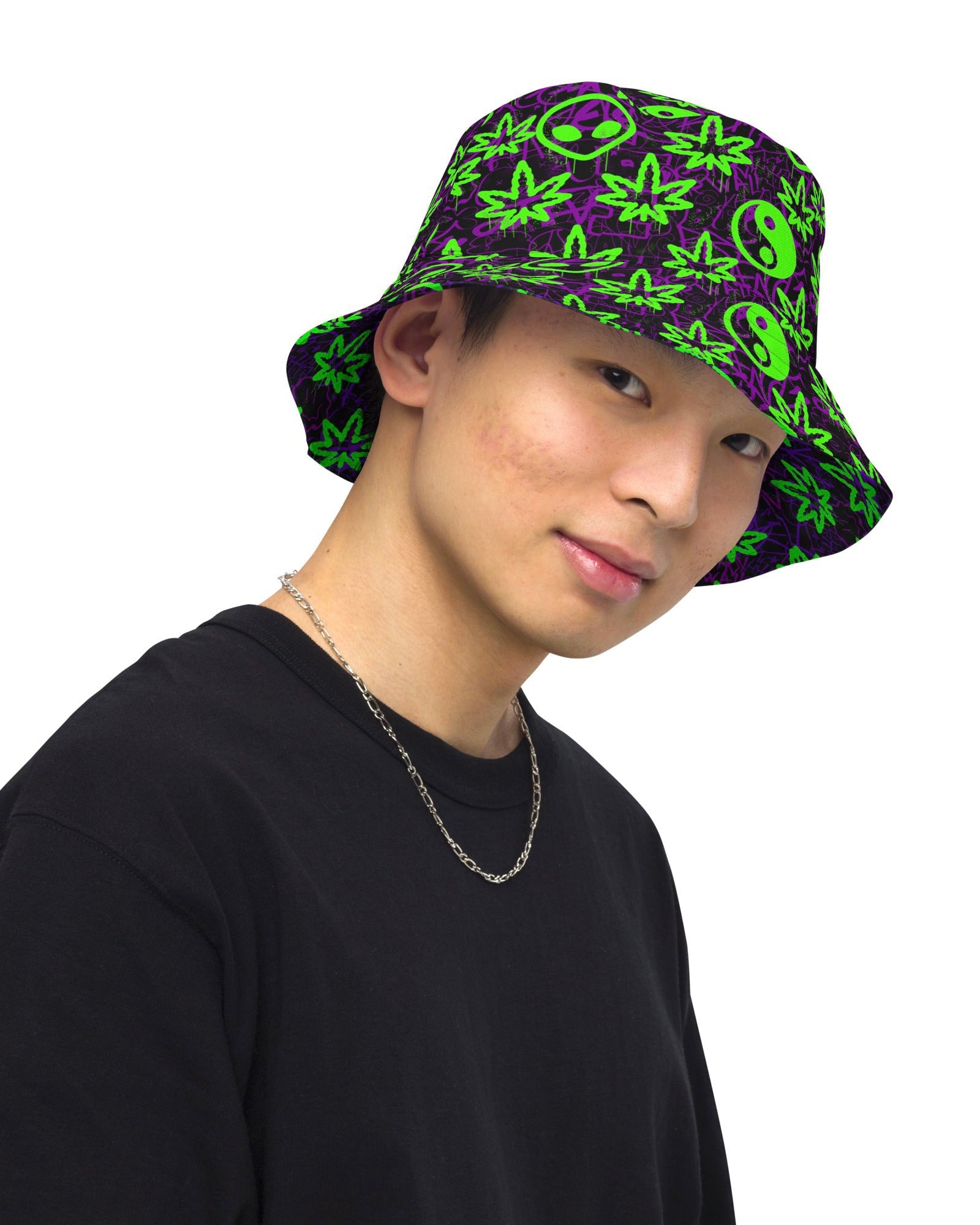 Ganja Graffiti Reversible Bucket Hat, Bucket Hat, - One Stop Rave