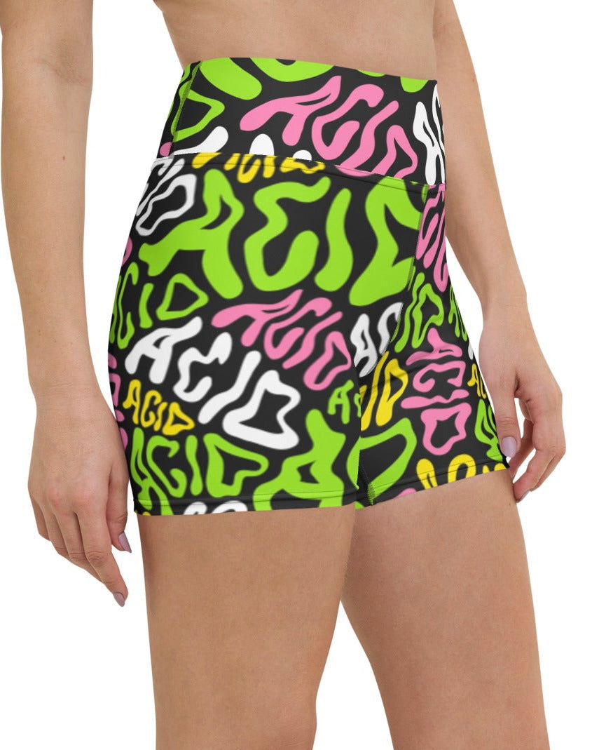 Candy Acid Yoga Shorts, Athletic Shorts, - One Stop Rave