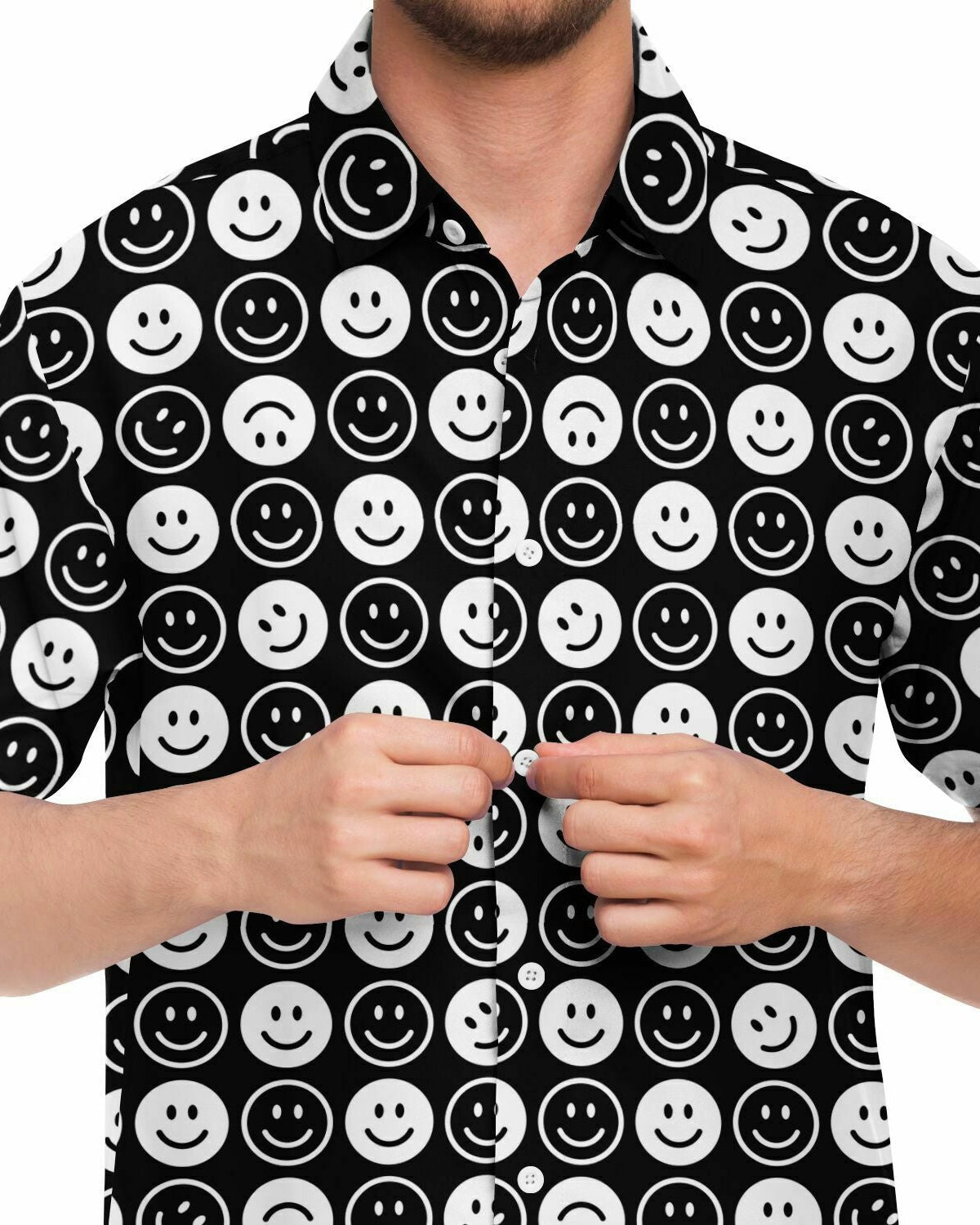 All Smiles Party Shirt, Short Sleeve Button Down Shirt, - One Stop Rave