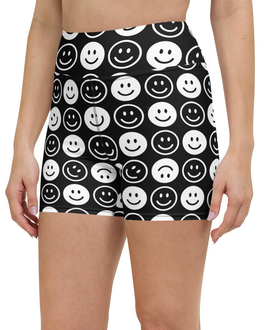 All Smiles Yoga Shorts, Yoga Shorts, - One Stop Rave