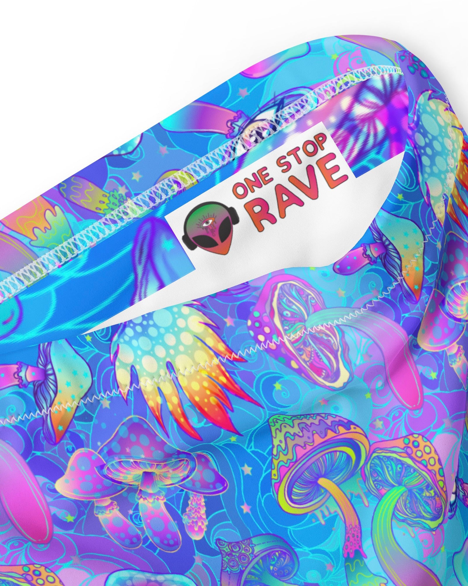 Shroomin Blue Recycled High Waisted Bottoms, High-Waisted Bottoms, - One Stop Rave