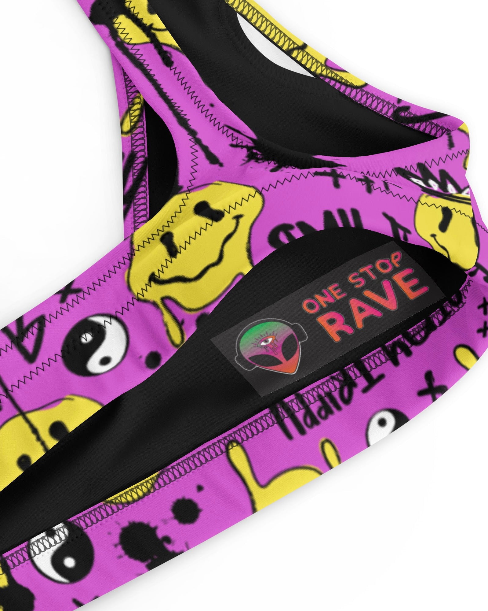 Smile Splatter Recycled Padded V-Top, V-Top, - One Stop Rave