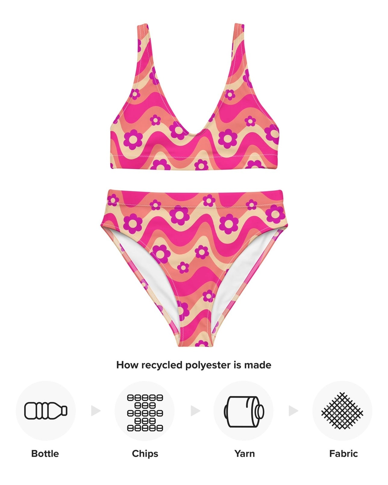 Flower Power Pink Recycled Padded V-Top, V-Top, - One Stop Rave