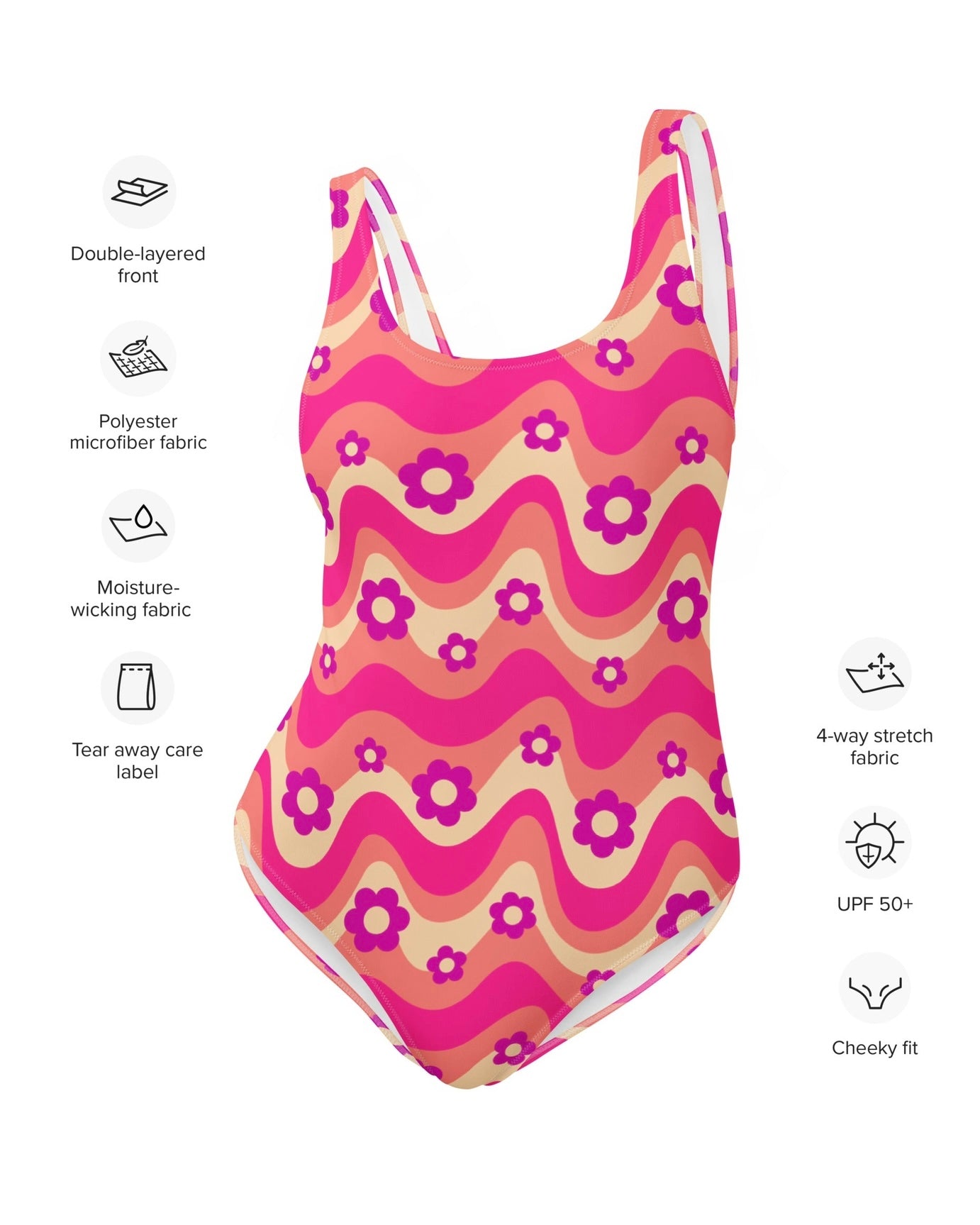 Flower Power Pink Bodysuit, Bodysuit, - One Stop Rave