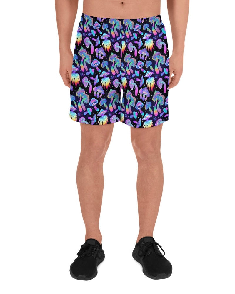 Shroomin Black Recycled Athletic Shorts, Athletic Shorts, - One Stop Rave