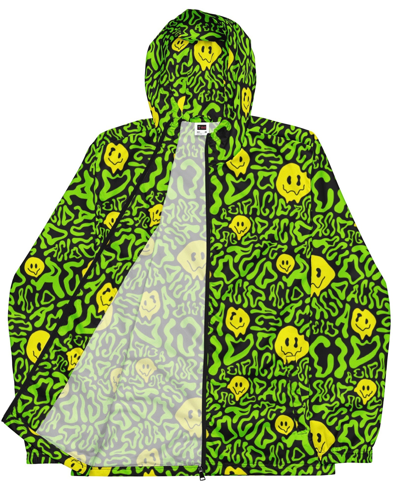 Acid Smilez Windbreaker, Zip-Up Jacket, - One Stop Rave