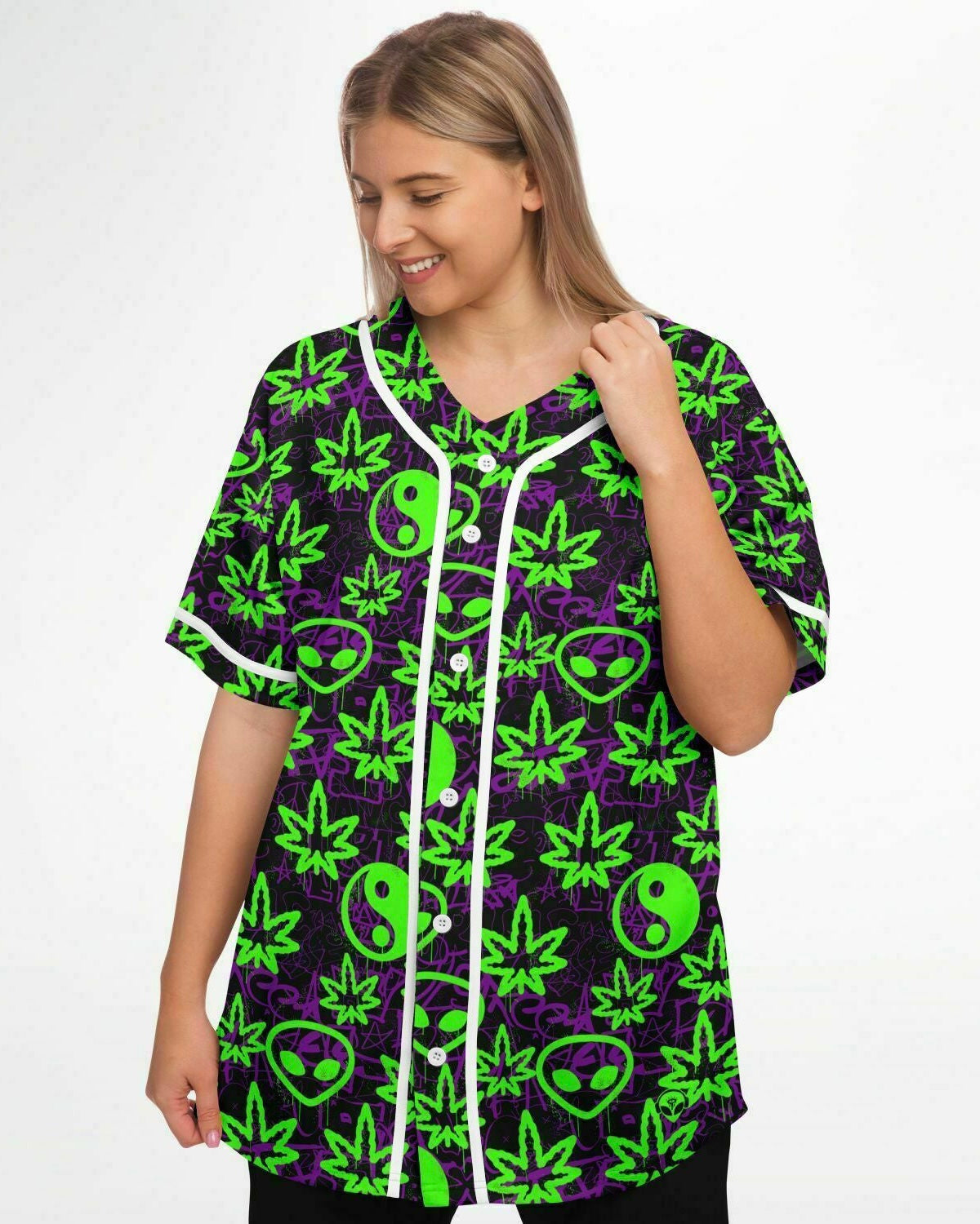 Ganja Graffiti Baseball Jersey, Baseball Jersey, - One Stop Rave
