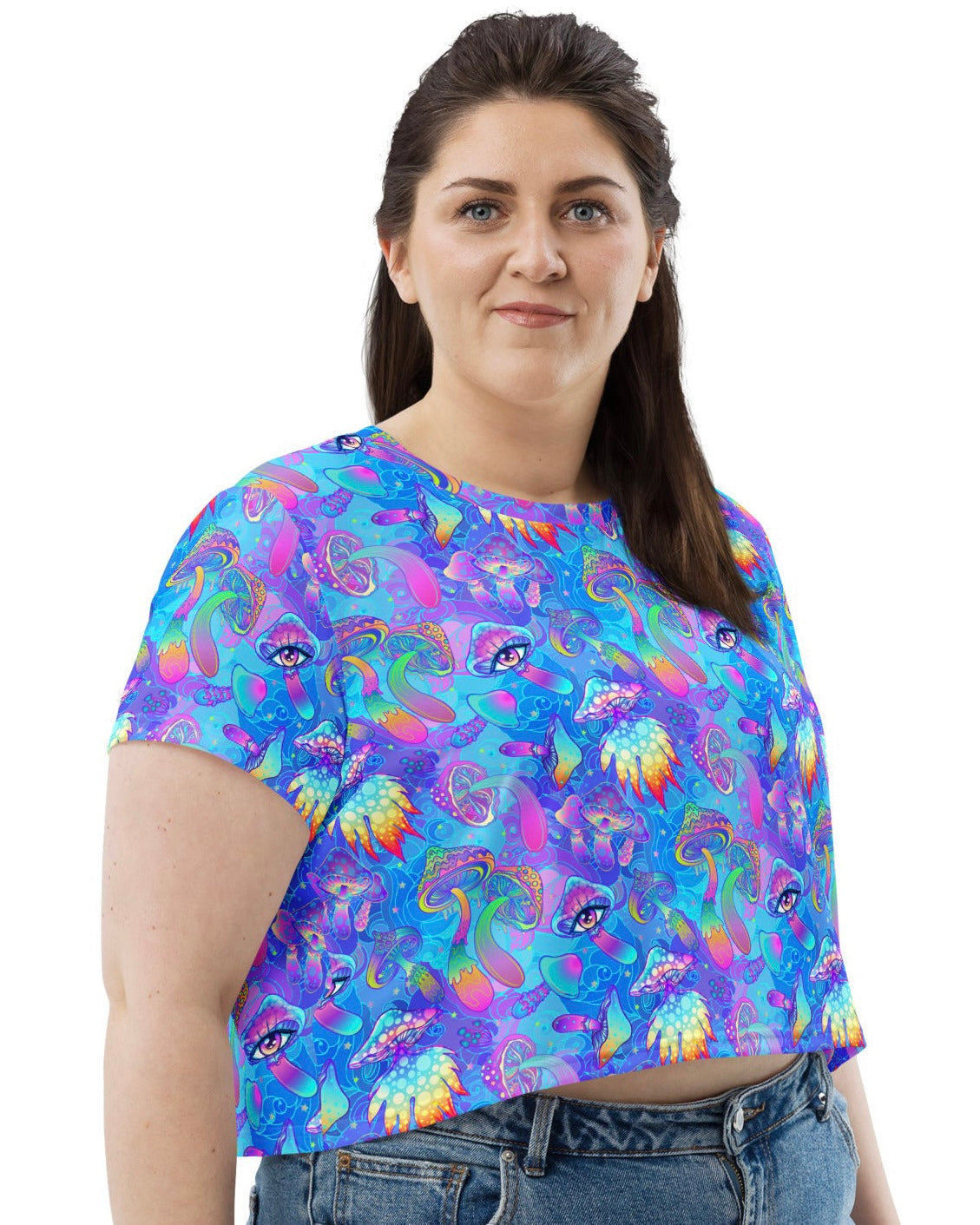 Shroomin Blue Crop Tee, Crop Tee, - One Stop Rave