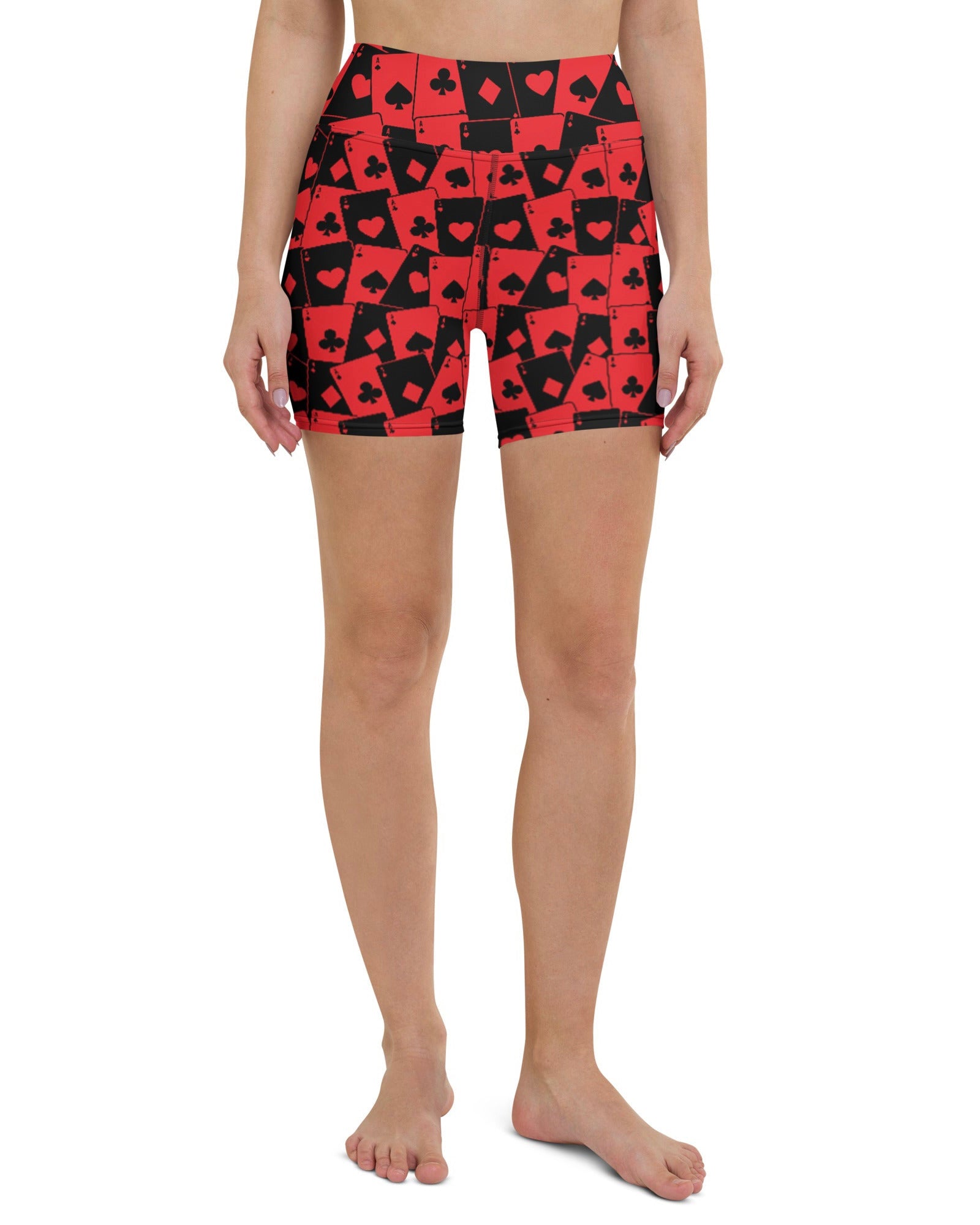 Ace Of Hearts Yoga Shorts, Athletic Shorts, - One Stop Rave