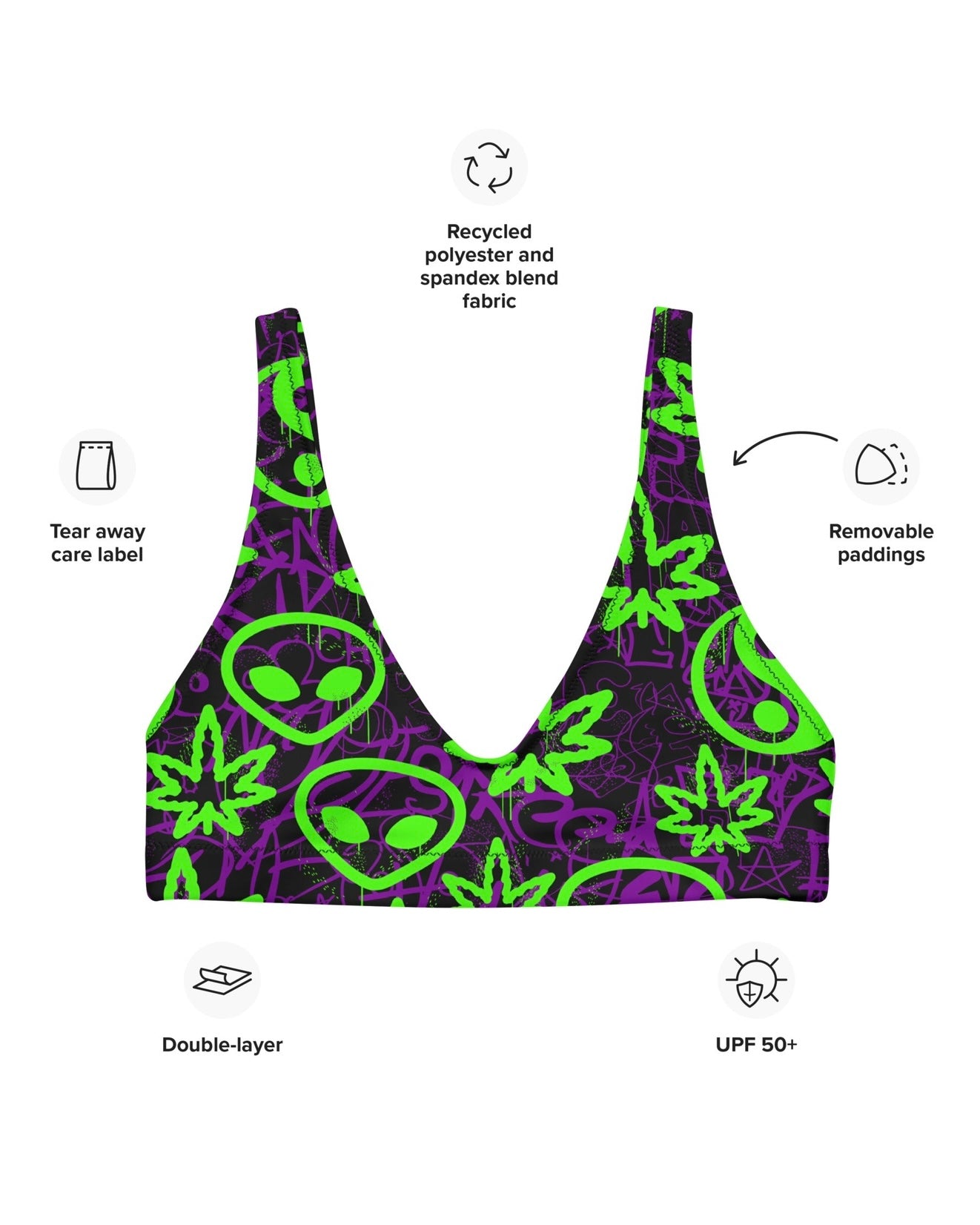 Ganja Graffiti Recycled Padded V-Top, V-Top, - One Stop Rave