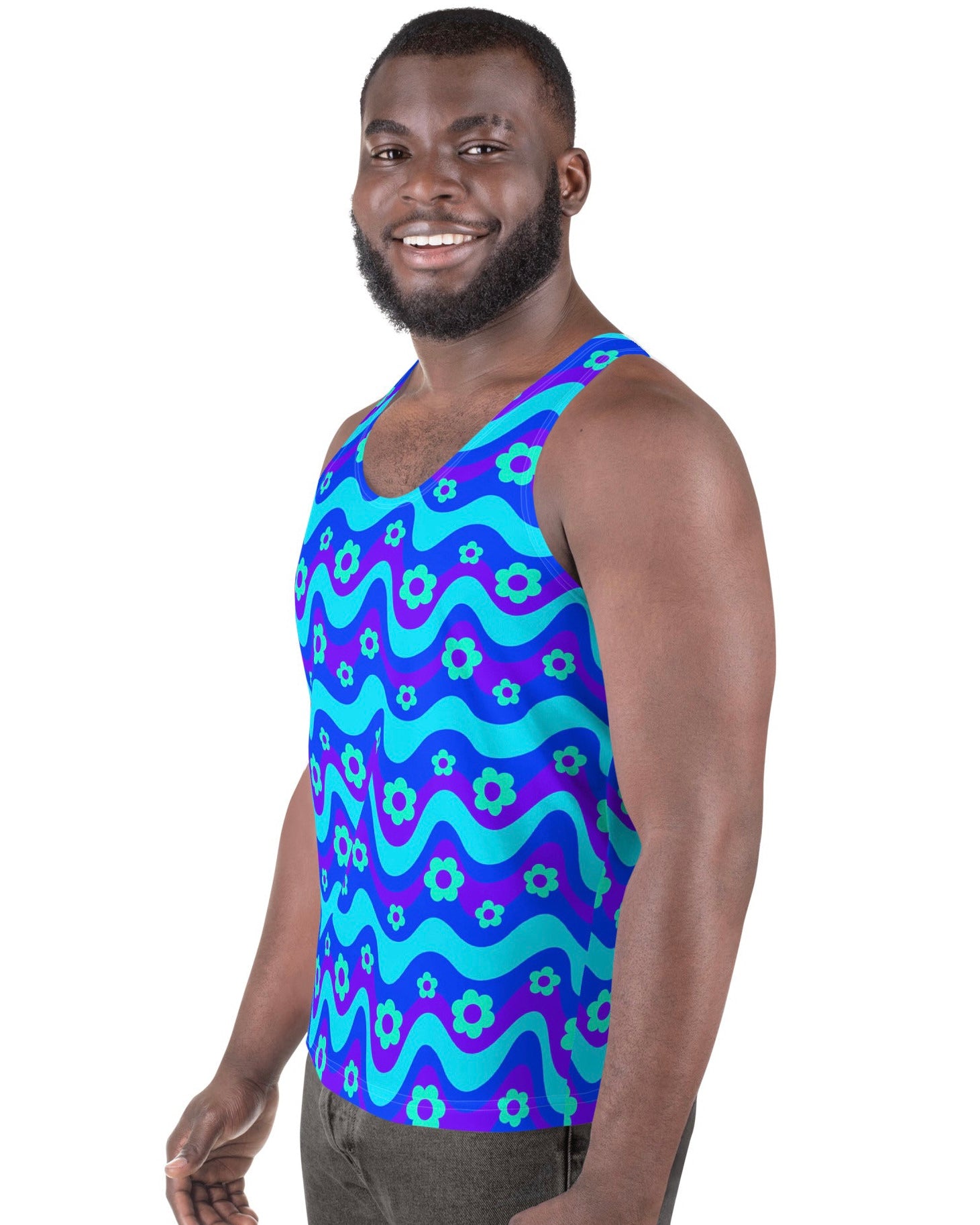 Flower Power Blue Tank Top, Tank Top, - One Stop Rave