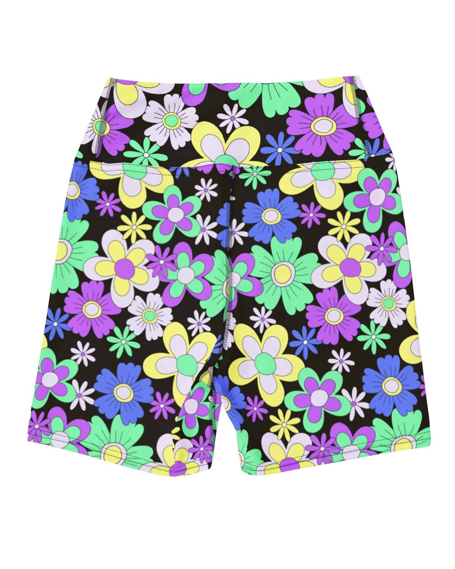 Crazy Daisy Yoga Shorts, Yoga Shorts, - One Stop Rave