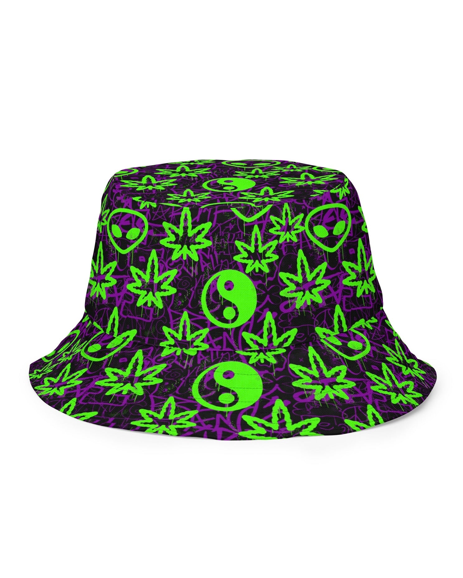 Ganja Graffiti Reversible Bucket Hat, Bucket Hat, - One Stop Rave