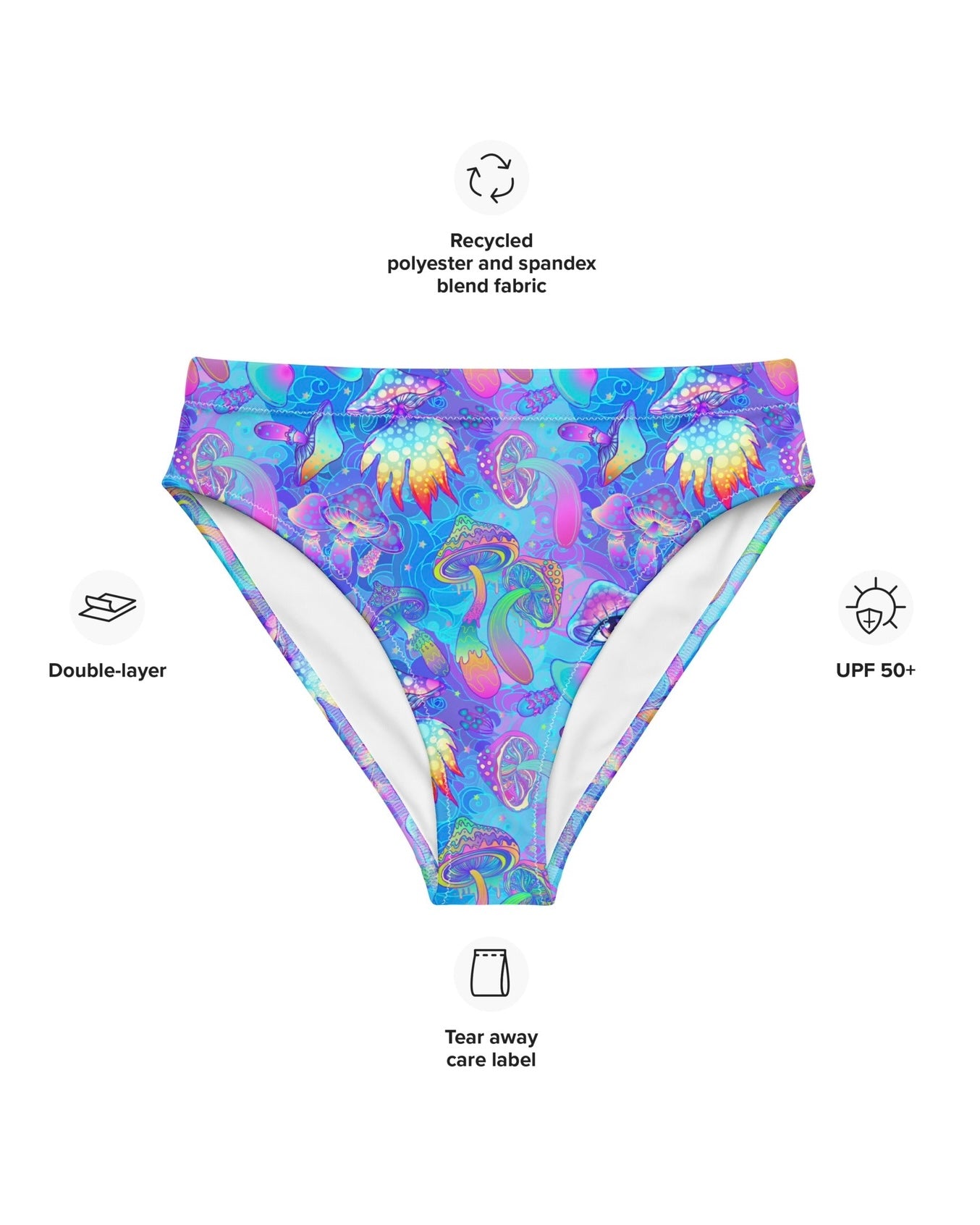 Shroomin Blue Recycled High Waisted Bottoms, High-Waisted Bottoms, - One Stop Rave
