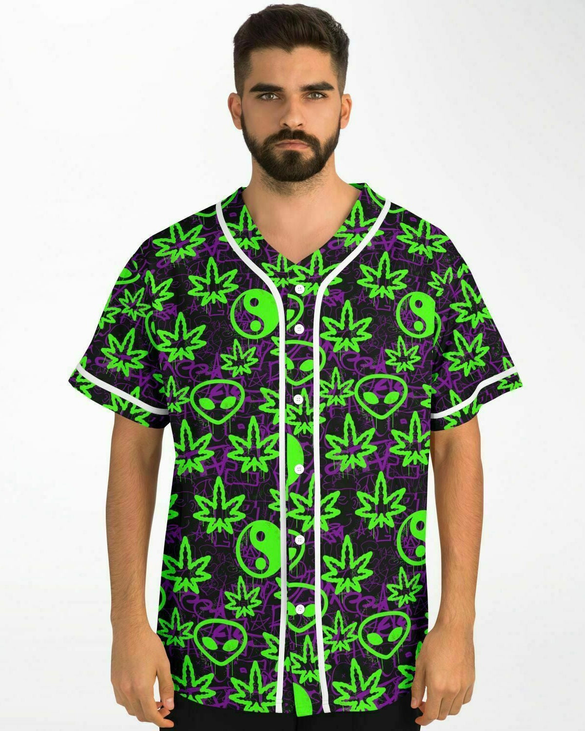 Ganja Graffiti Baseball Jersey, Baseball Jersey, - One Stop Rave