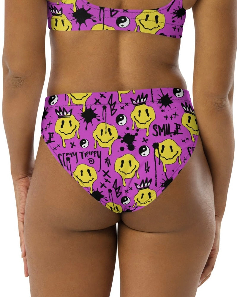 Smile Splatter Recycled High Waisted Bottoms, High-Waisted Bottoms, - One Stop Rave