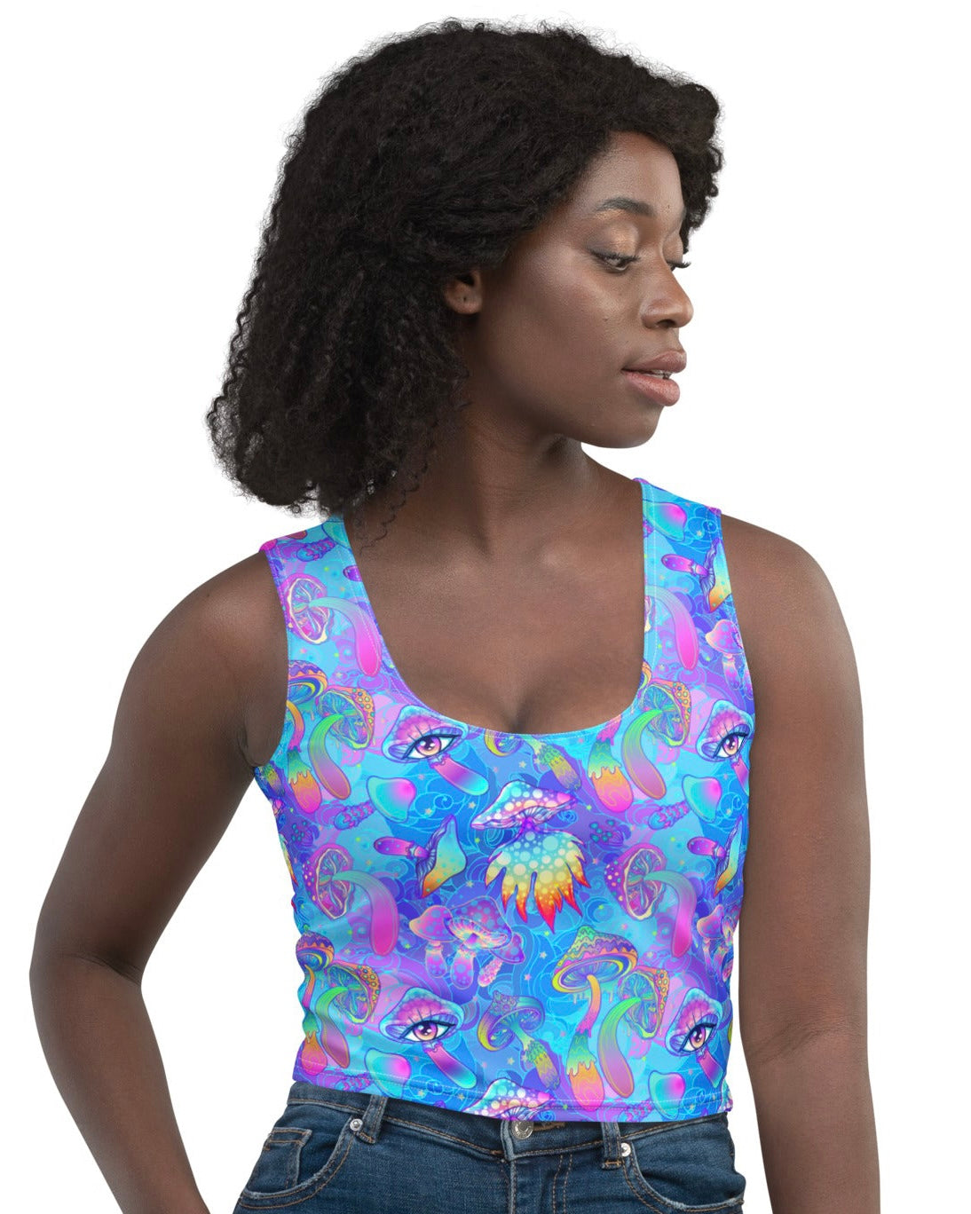 Shroomin Blue Crop Top, crop top, - One Stop Rave