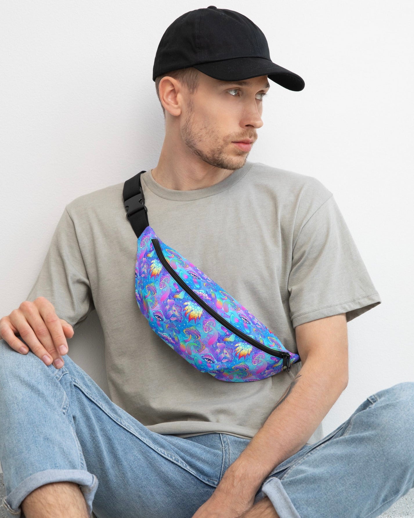 Shroomin Blue Fanny Pack, Fanny Pack, - One Stop Rave