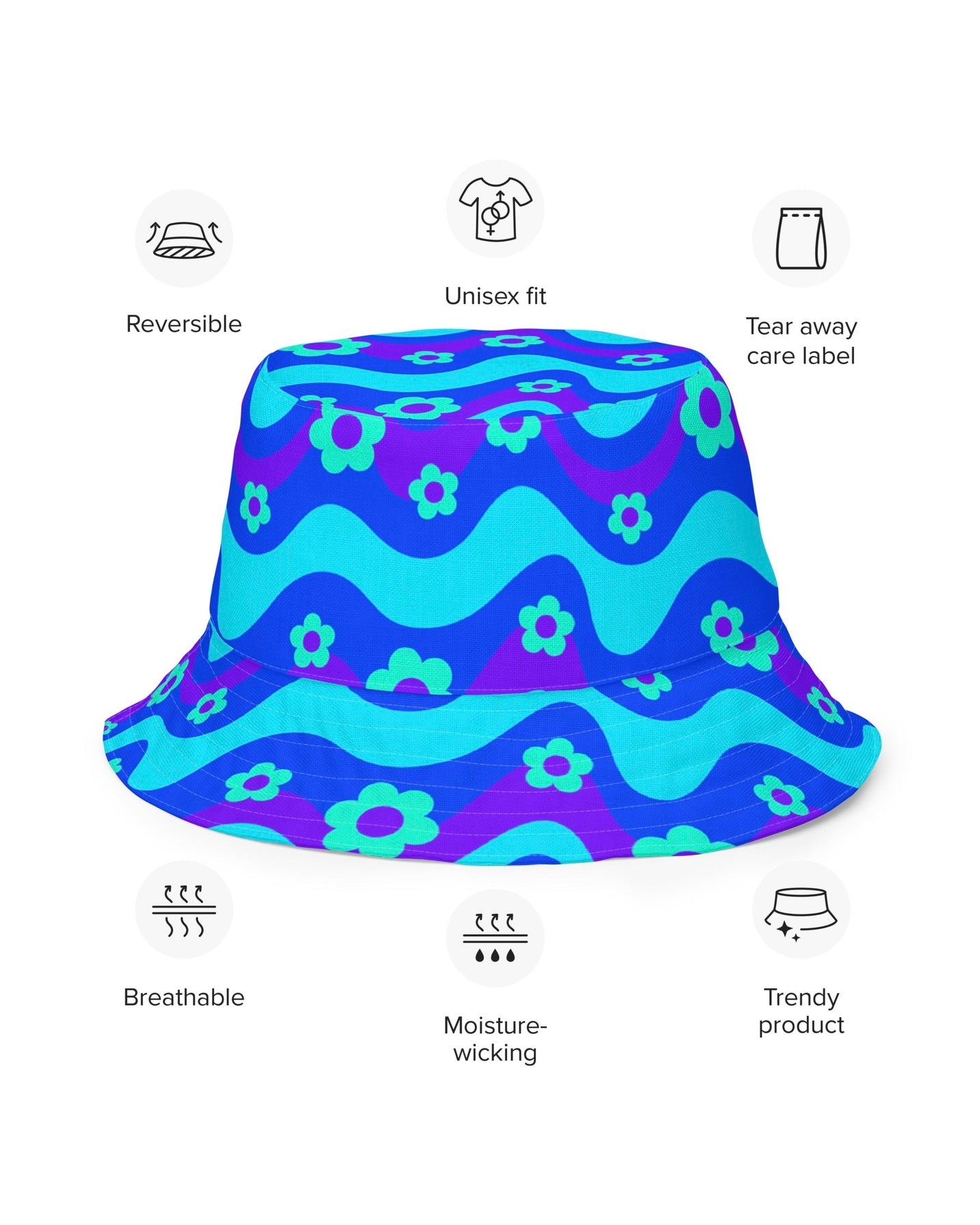 Flower Power Bucket Hat, Bucket Hat, - One Stop Rave