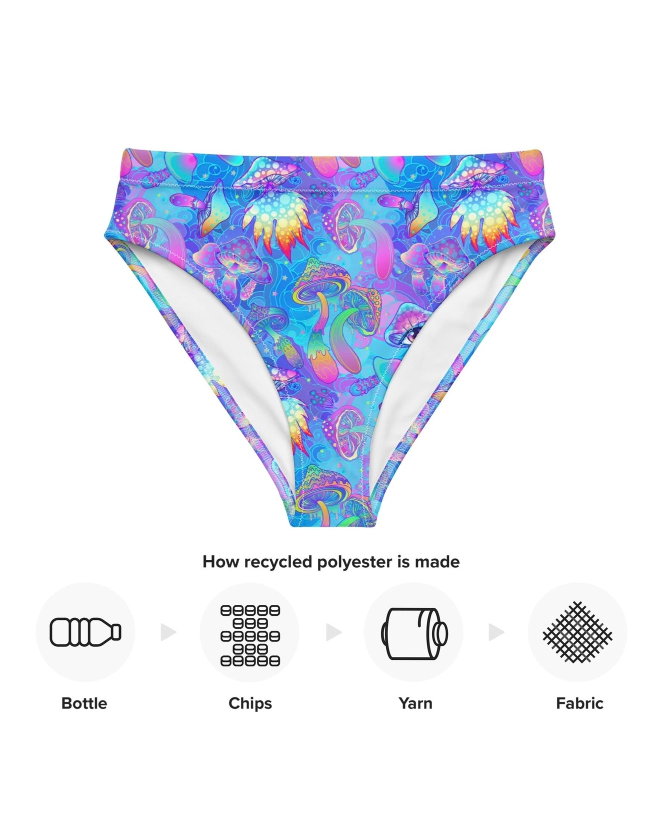 Shroomin Blue Recycled High Waisted Bottoms, High-Waisted Bottoms, - One Stop Rave