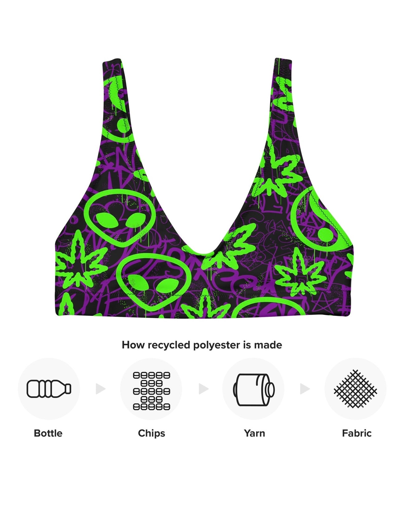 Ganja Graffiti Recycled Padded V-Top, V-Top, - One Stop Rave