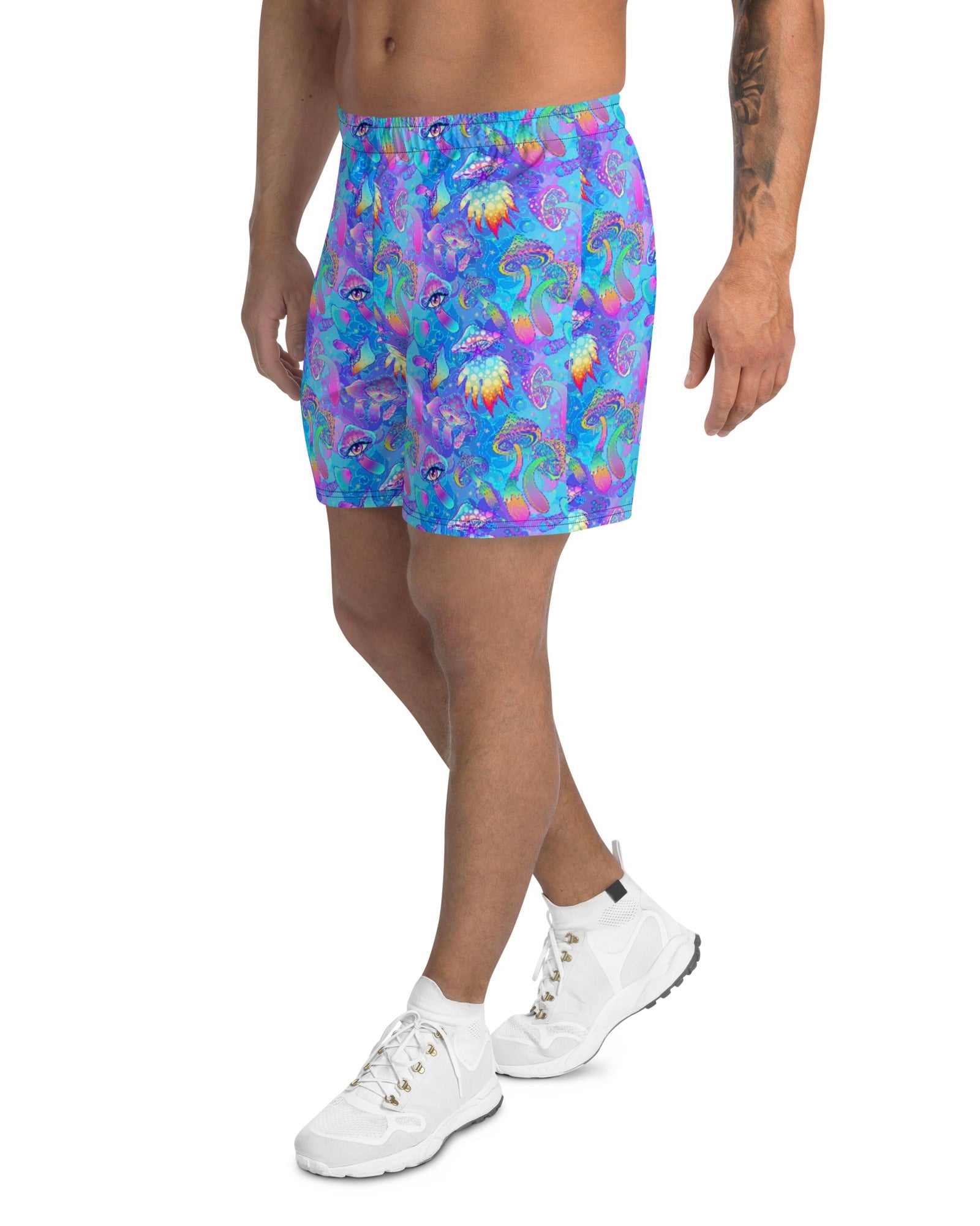 Shroomin Blue Athletic Shorts, , - One Stop Rave