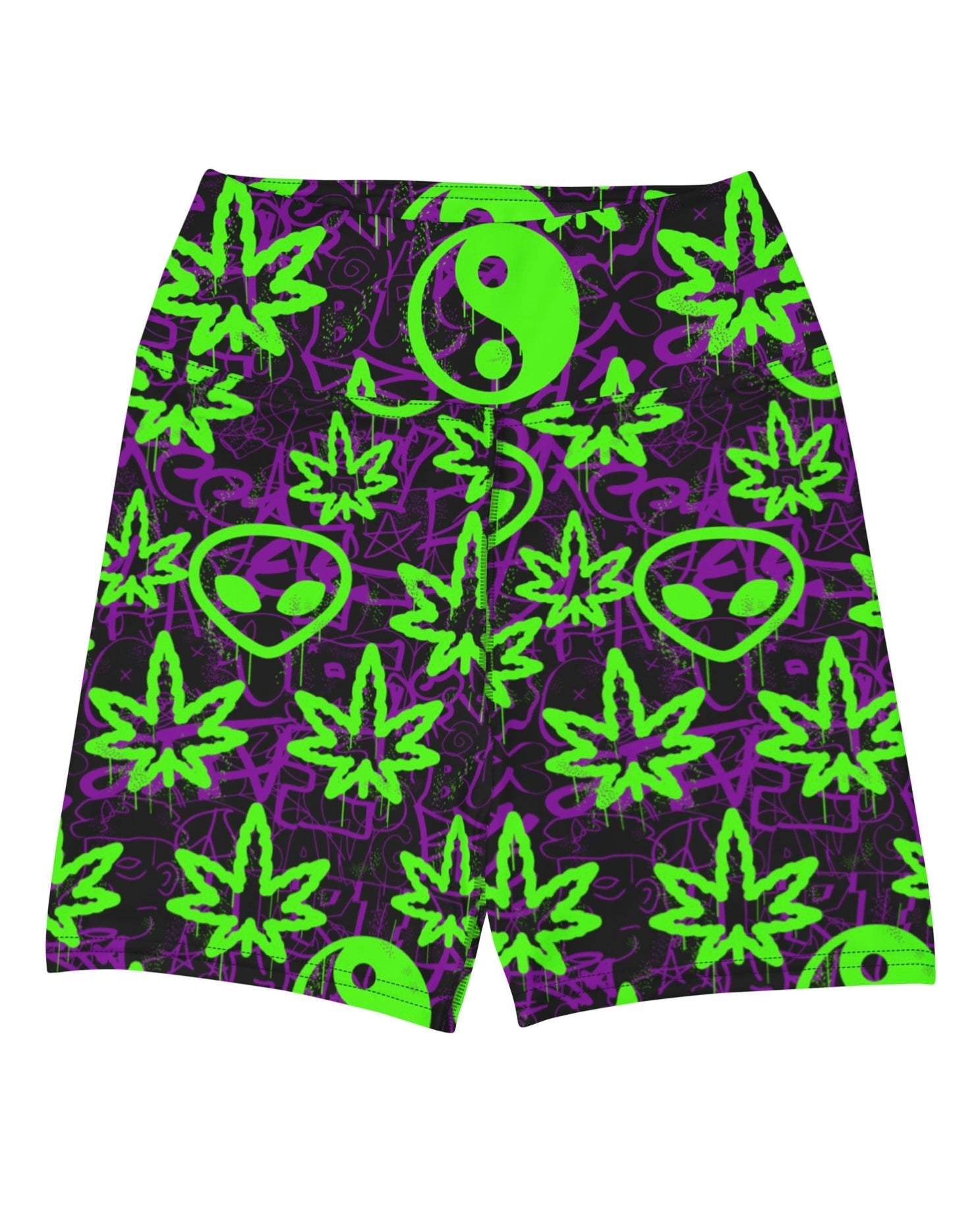 Ganja Graffiti Yoga Shorts, Yoga Shorts, - One Stop Rave