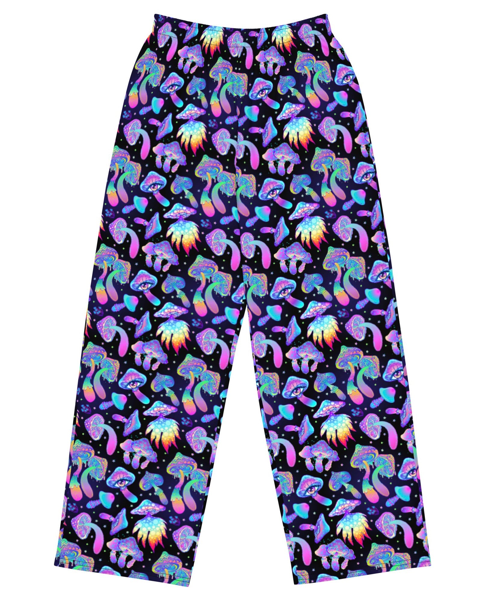 Shroomin Black Wide Leg Pants, Wide Leg Pants, - One Stop Rave