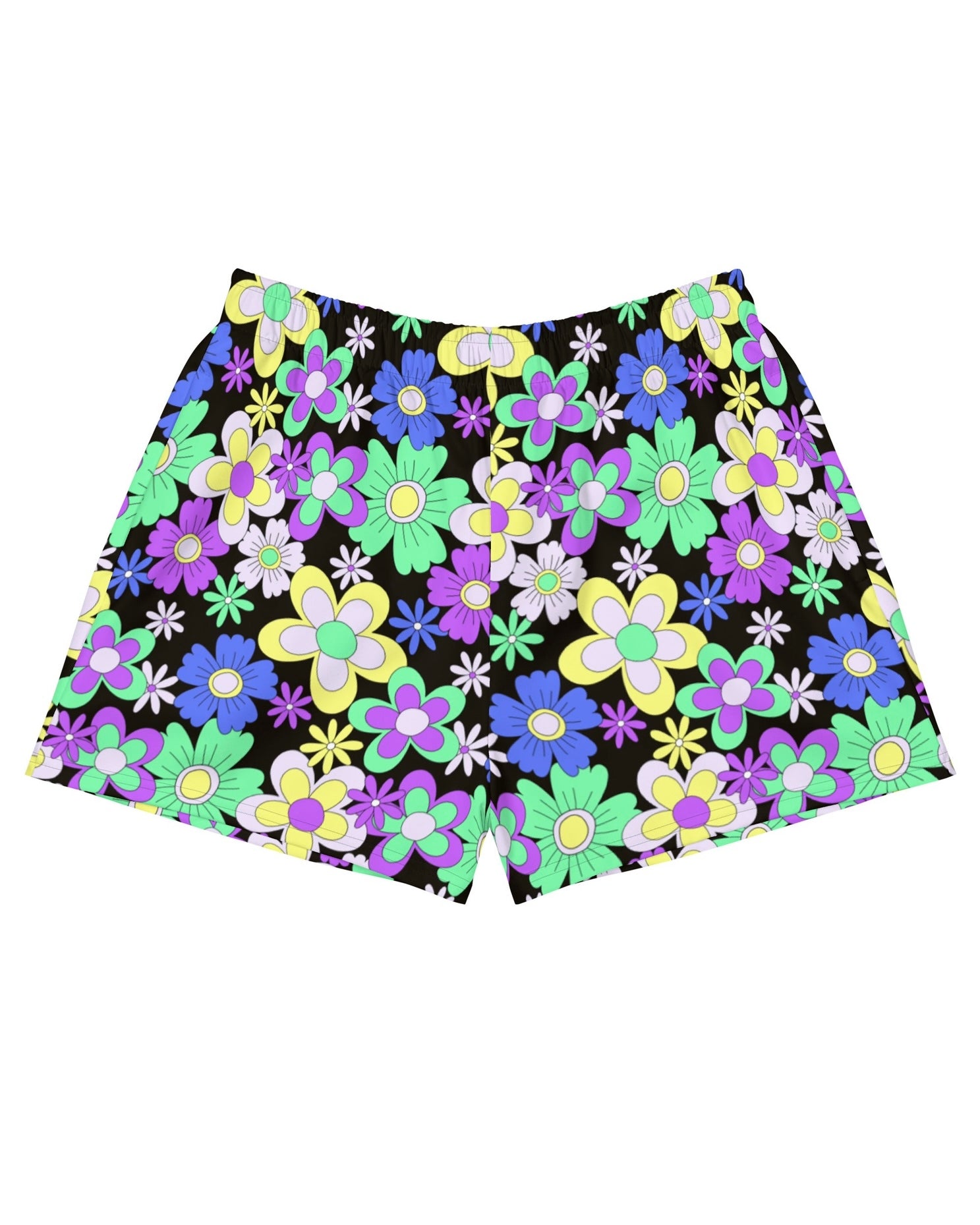 Crazy Daisy Recycled Shorts, Athletic Shorts, - One Stop Rave