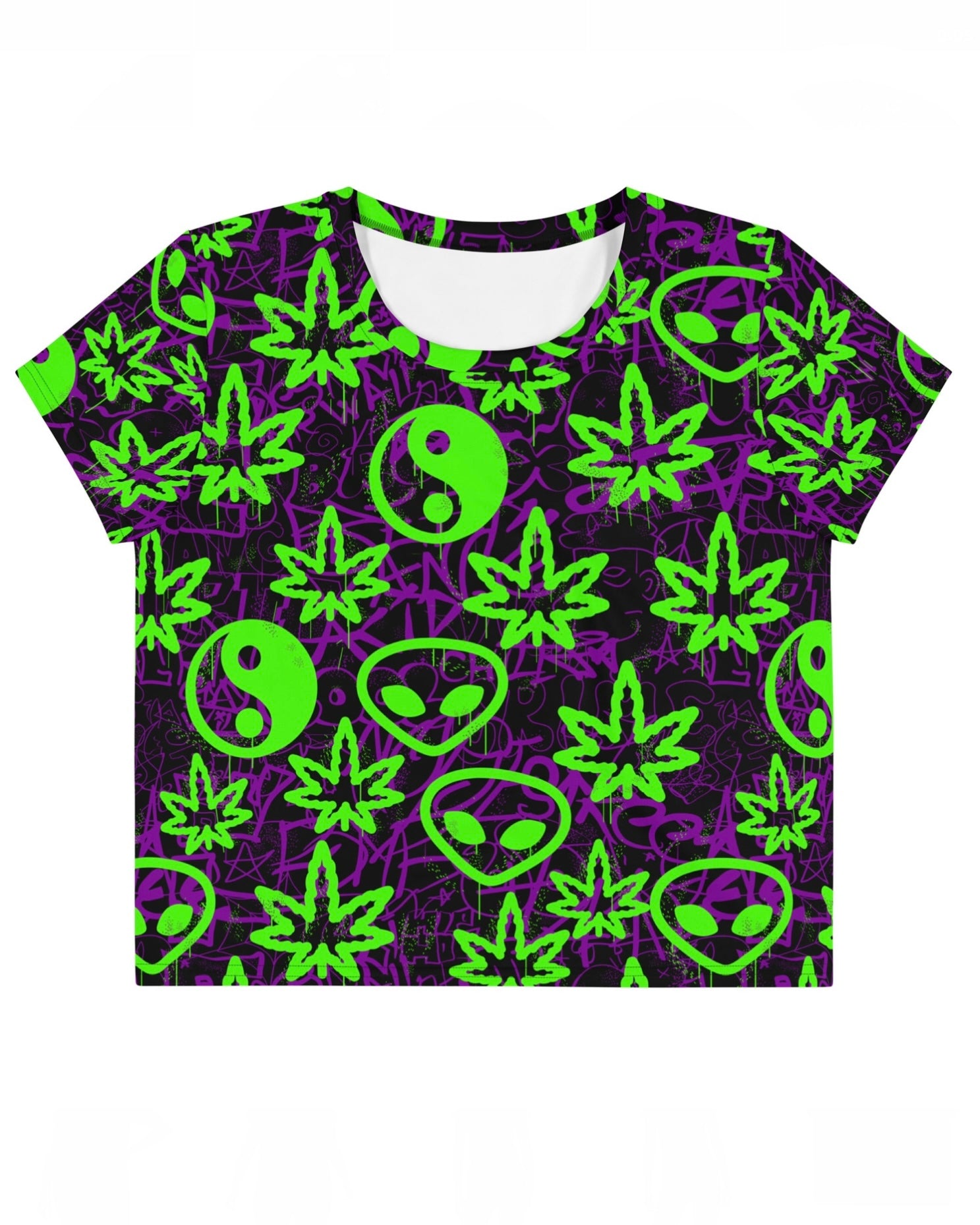 Ganja Graffiti Crop Tee, Crop Tee, - One Stop Rave