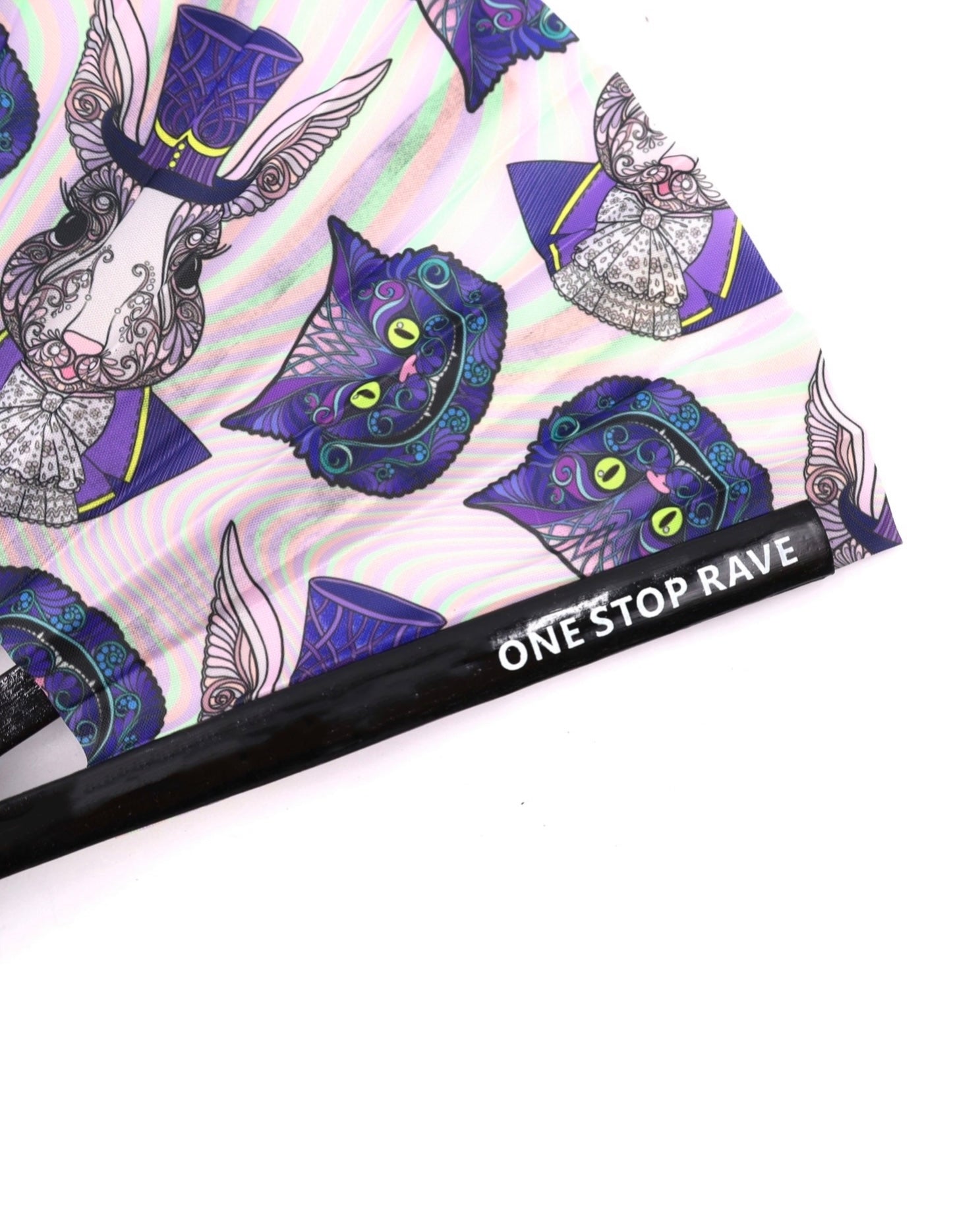 Down the Rabbit Hole Hand Fan, Festival Fans 13.5", - One Stop Rave