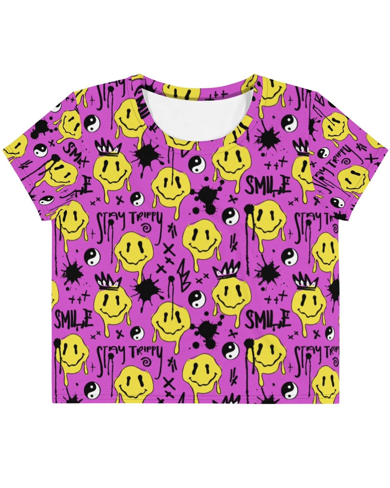 Smile Splatter Crop Tee, Crop Tee, - One Stop Rave