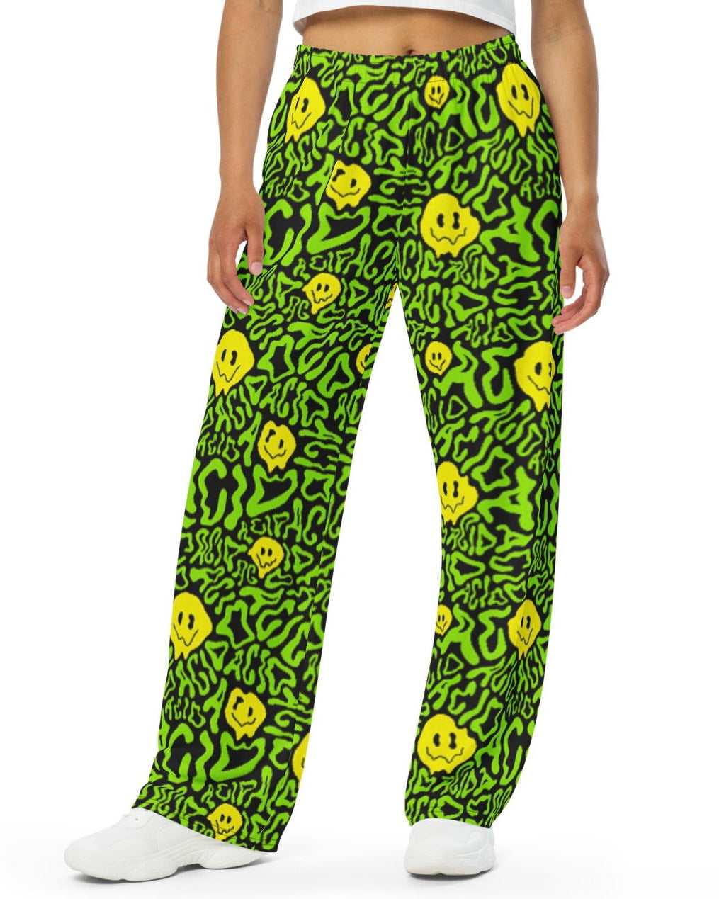 Acid Smilez Wide Leg Pants, Wide Leg Pants, - One Stop Rave
