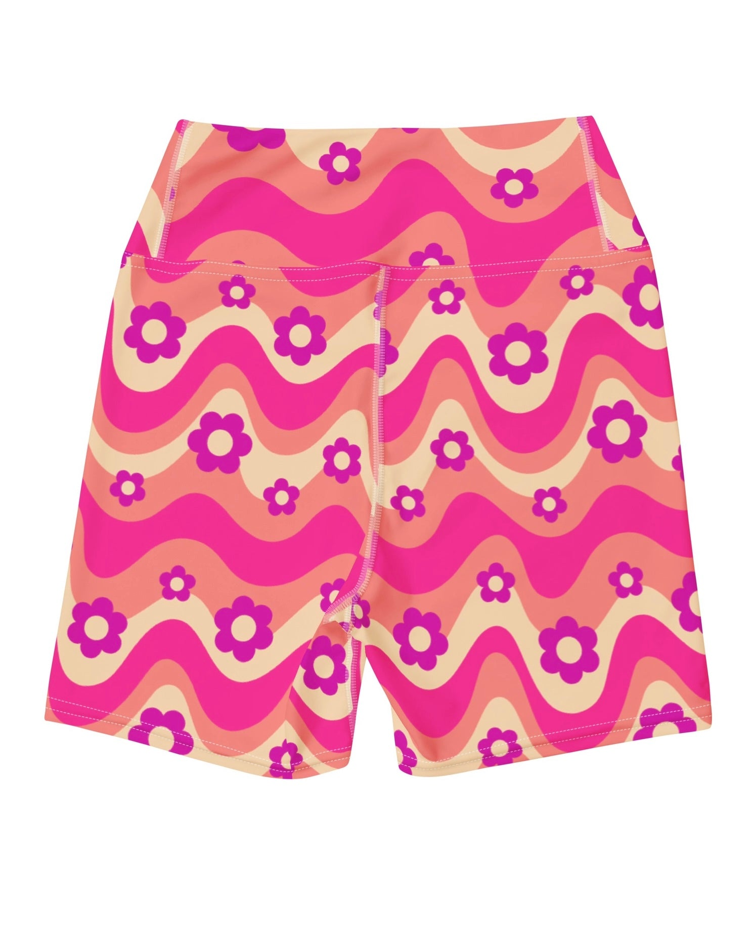 Flower Power Pink Yoga Shorts, Yoga Shorts, - One Stop Rave