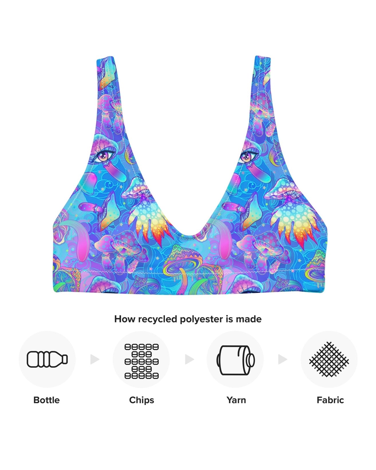 Shroomin Blue Recycled Padded V-Top, V-Top, - One Stop Rave