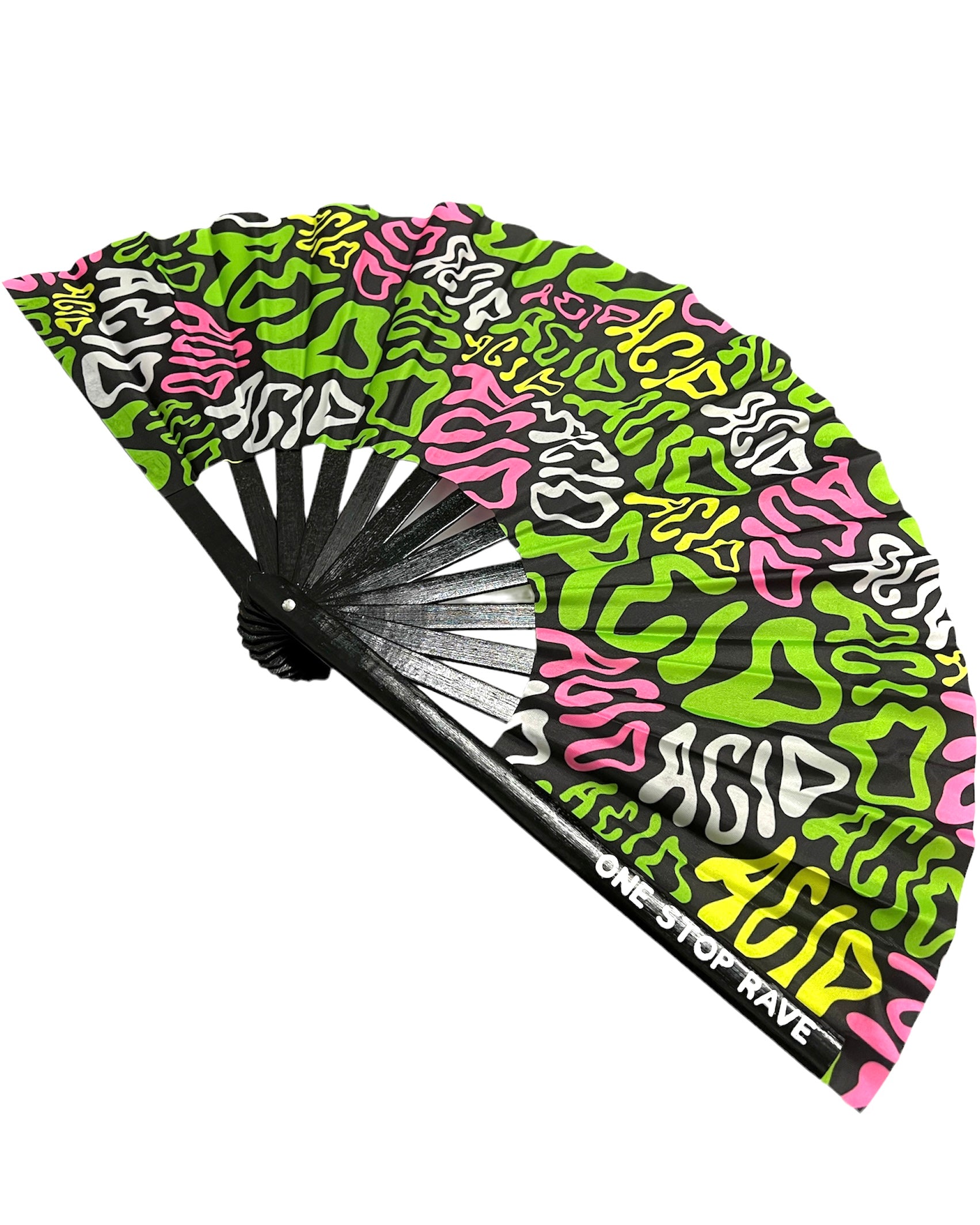 Candy Acid Hand Fan, Festival Fans 13.5", - One Stop Rave