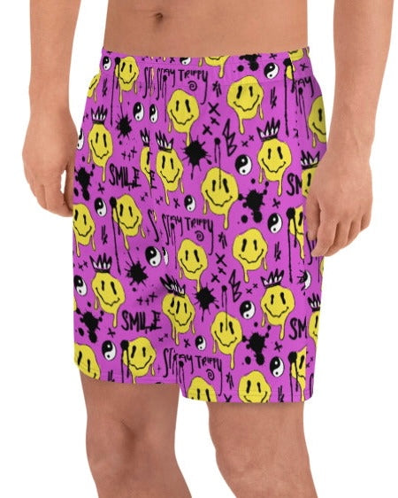 Smile Splatter Recycled Athletic Shorts, Athletic Shorts, - One Stop Rave