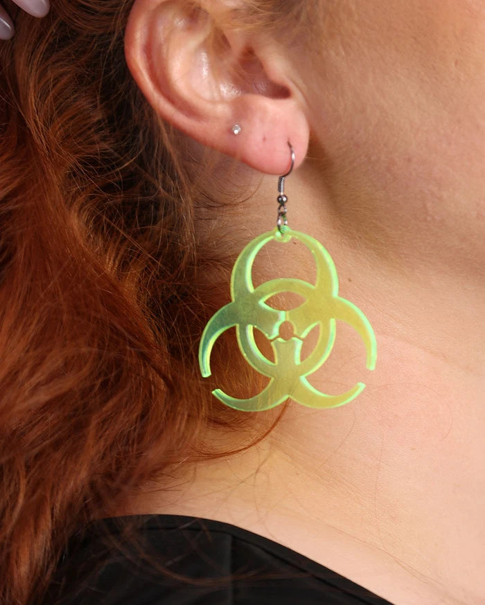 Biohazard Earrings, Dangle Earrings, - One Stop Rave