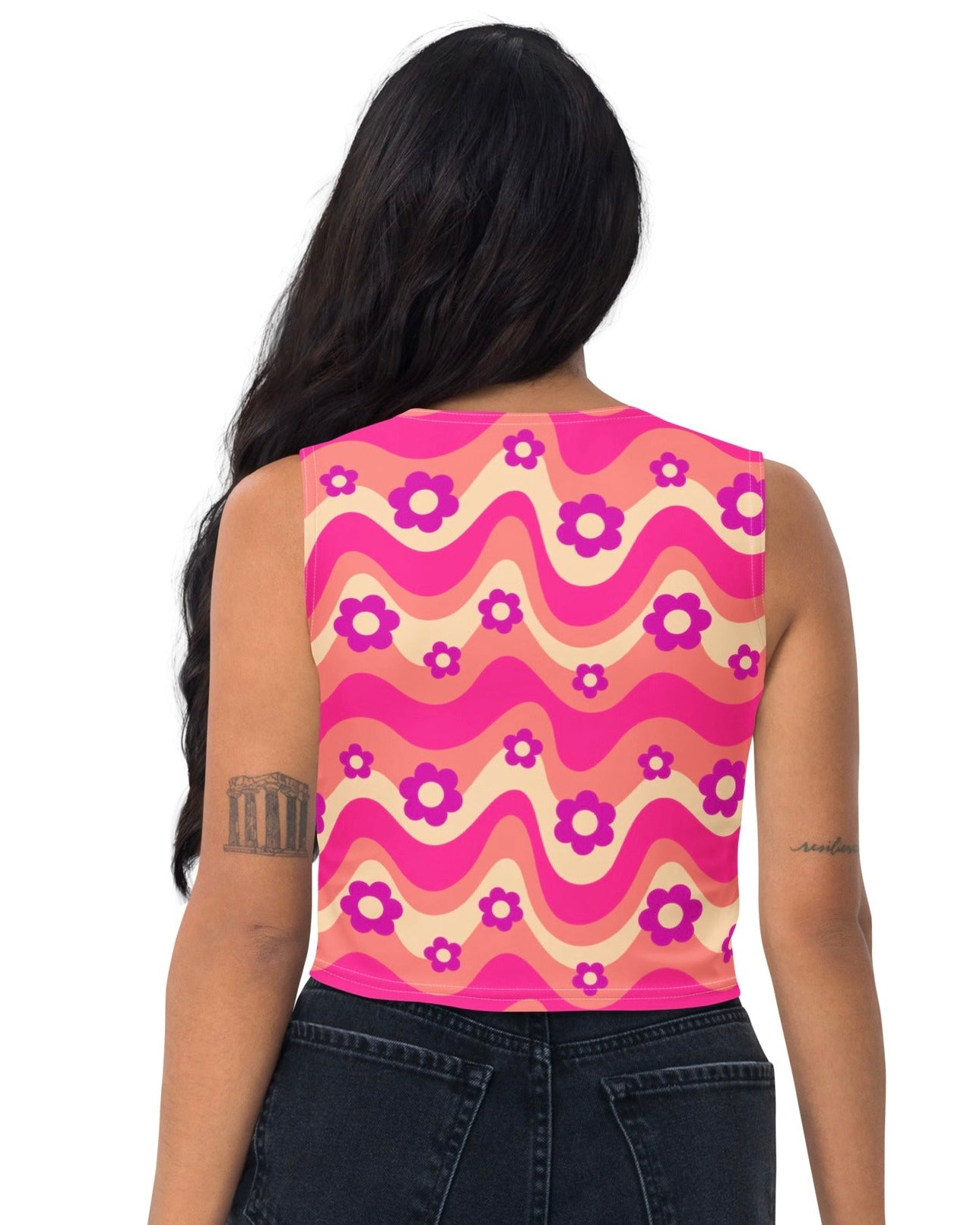 Flower Power Pink Crop Top, Crop Top, - One Stop Rave