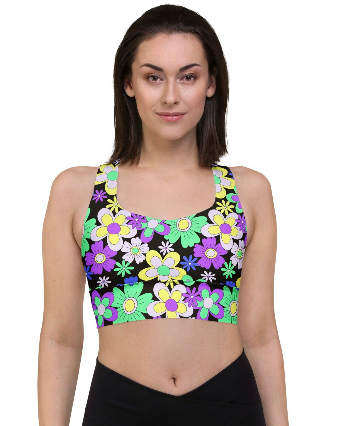 Crazy Daisy Longline Top, Sports Top, - One Stop Rave