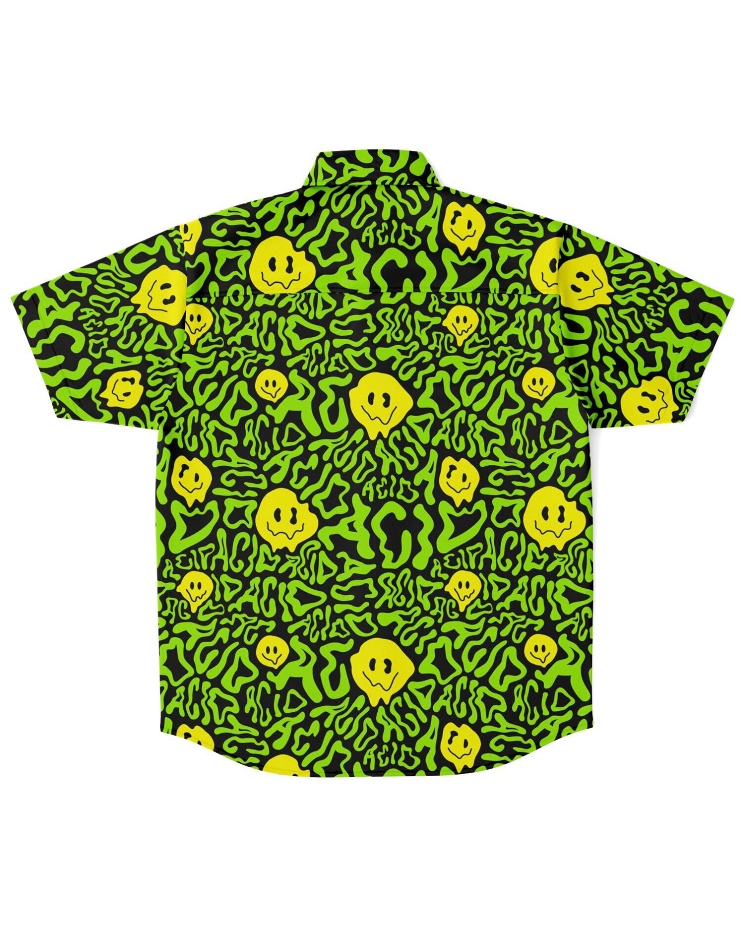 Acid Smilez Party Shirt, Short Sleeve Button Down Shirt, - One Stop Rave
