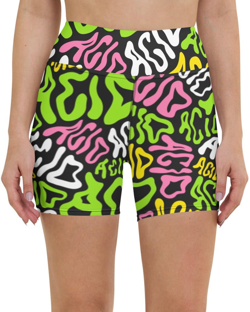 Candy Acid Yoga Shorts, Athletic Shorts, - One Stop Rave