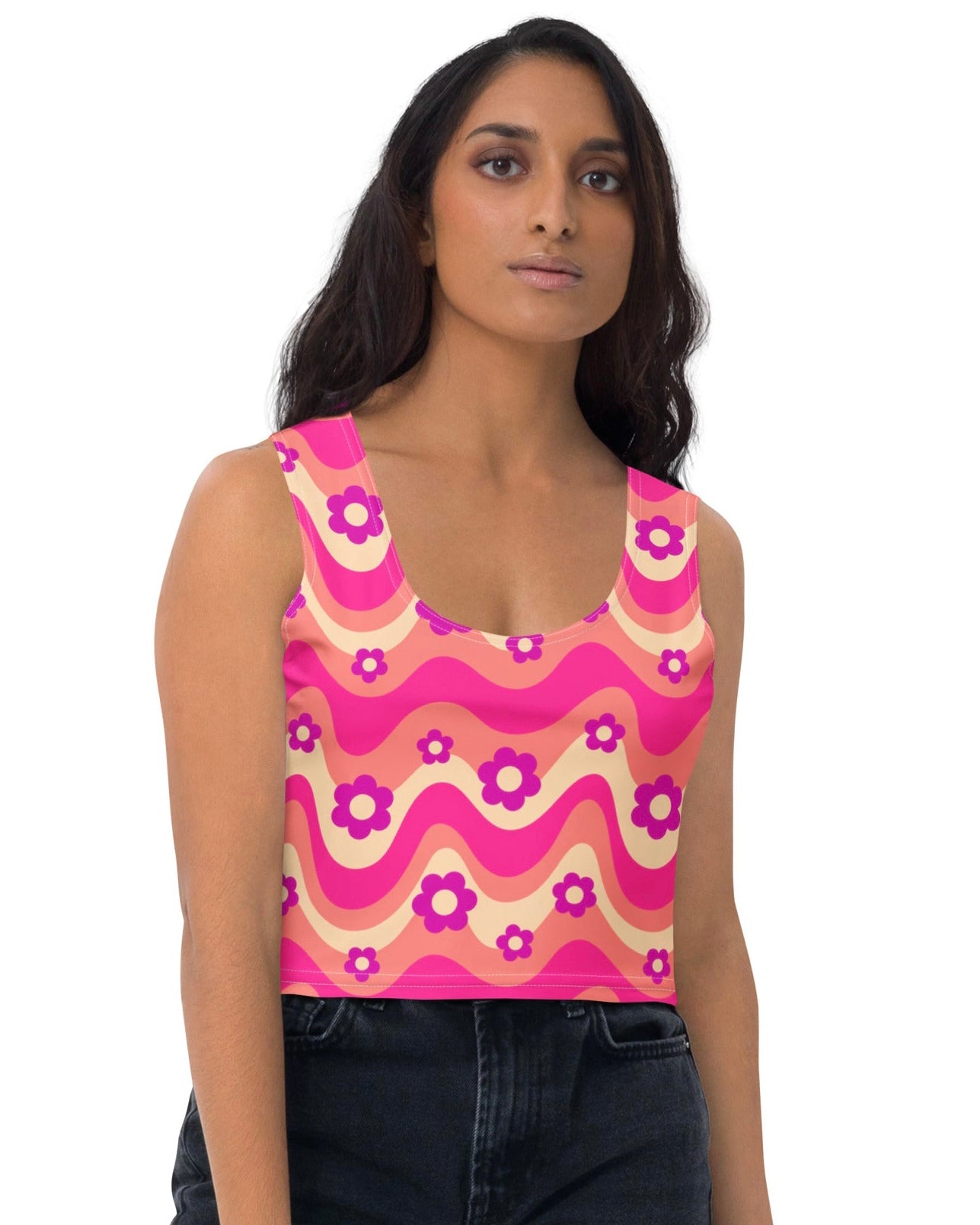 Flower Power Pink Crop Top, Crop Top, - One Stop Rave